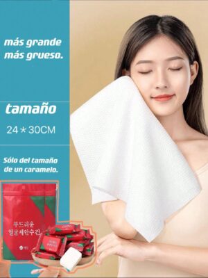 Toalla de limpieza facial comprimida.