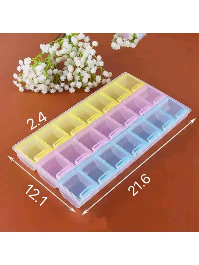 Organizador/pastillero de colores 21 espacios.