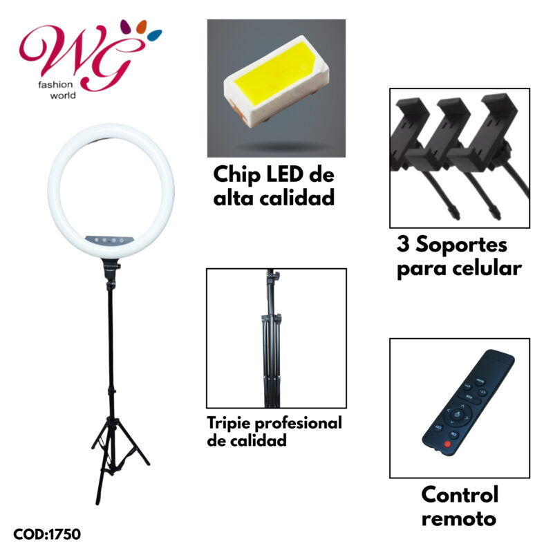 Aro De Luz Profesional 18 Pulgadas Con Tripie - Imagen 4