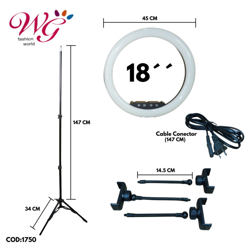 Aro De Luz Profesional 18 Pulgadas Con Tripie - Imagen 6