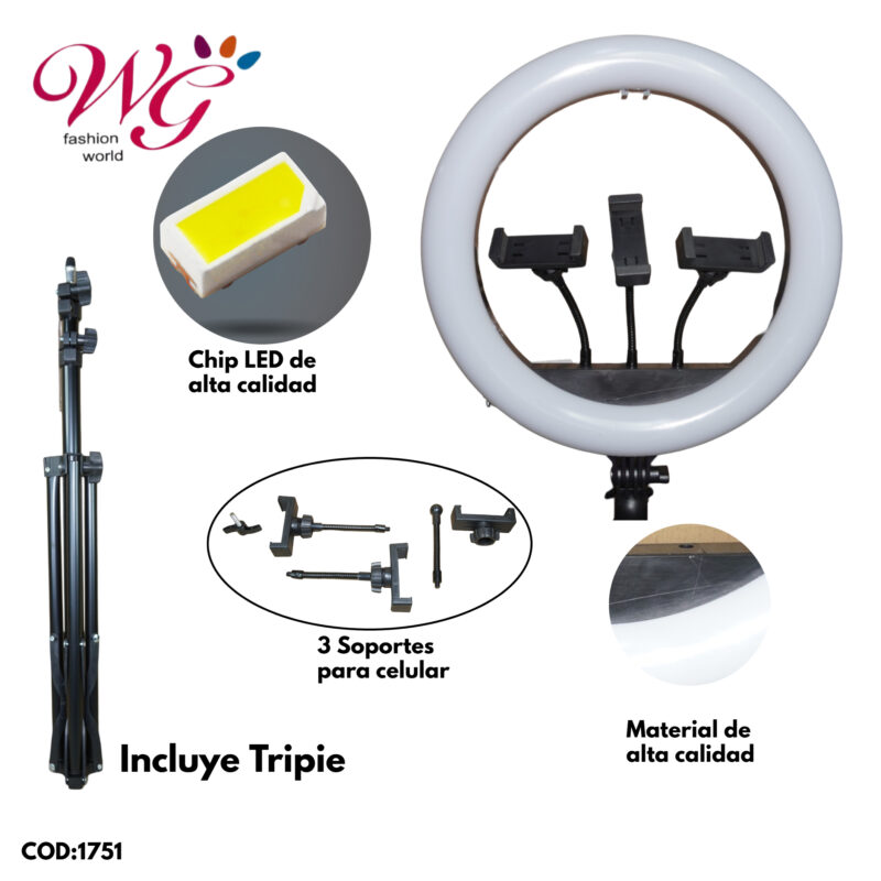 Aro De Luz Profesional 14 Pulgadas Con Tripie - Imagen 5
