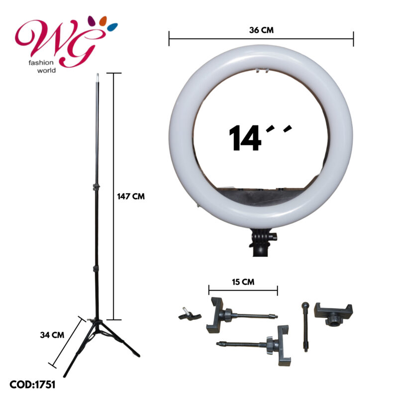 Aro De Luz Profesional 14 Pulgadas Con Tripie - Imagen 6