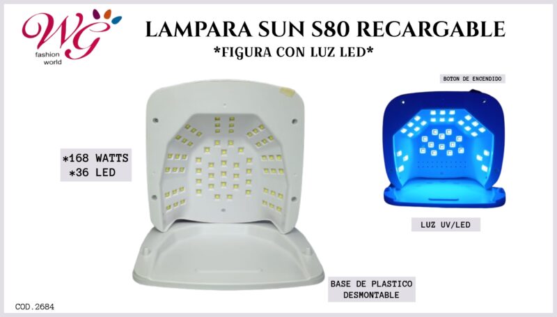 Lampara Para Uñas Profesional S80 (recargable) - Imagen 9