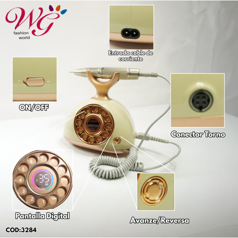Drill Para Uñas Profesional En Forma De Teléfono Vintage - Imagen 4