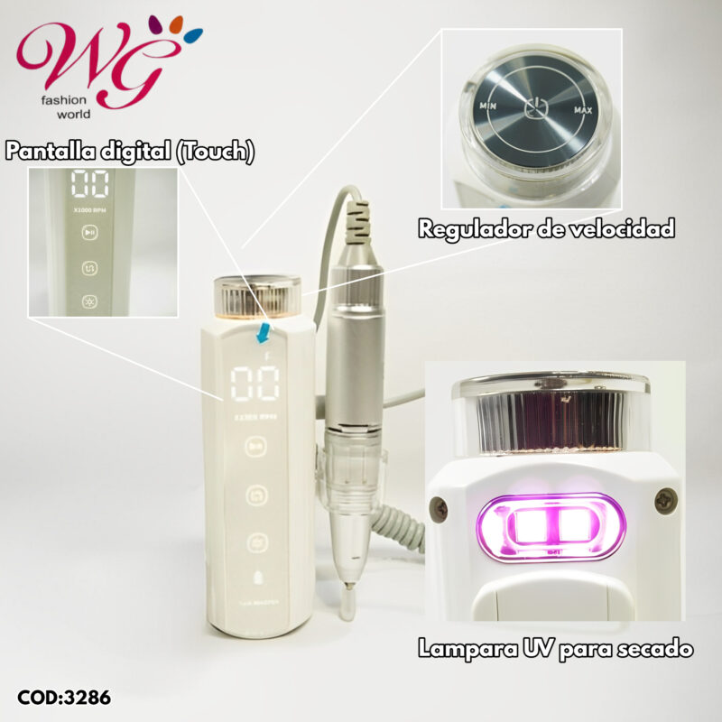 Drill Profesional Para Uñas Con Lampara Uv (recargable) - Imagen 5
