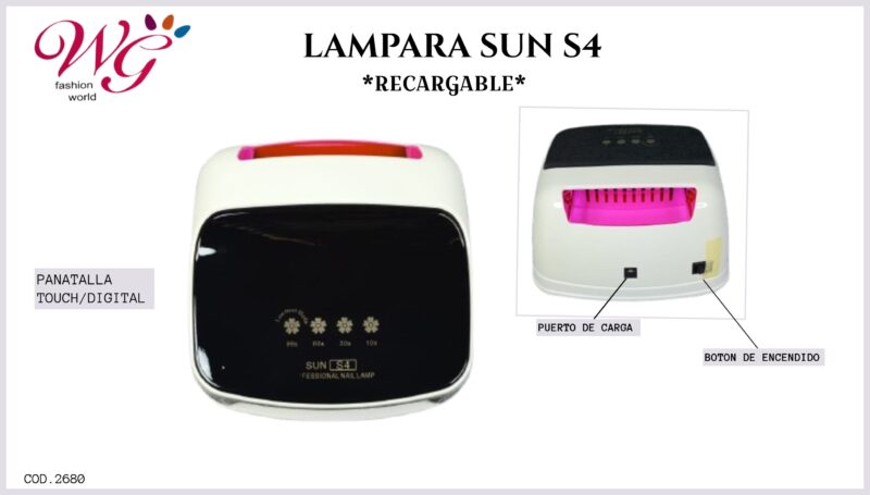Lampara Para Uñas Profesional Sun S4 (recargable) - Imagen 3