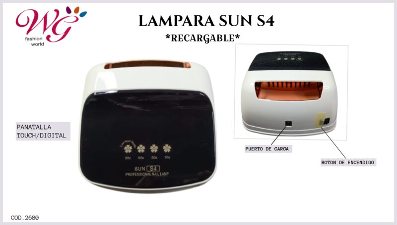 Lampara Para Uñas Profesional Sun S4 (recargable) - Imagen 6