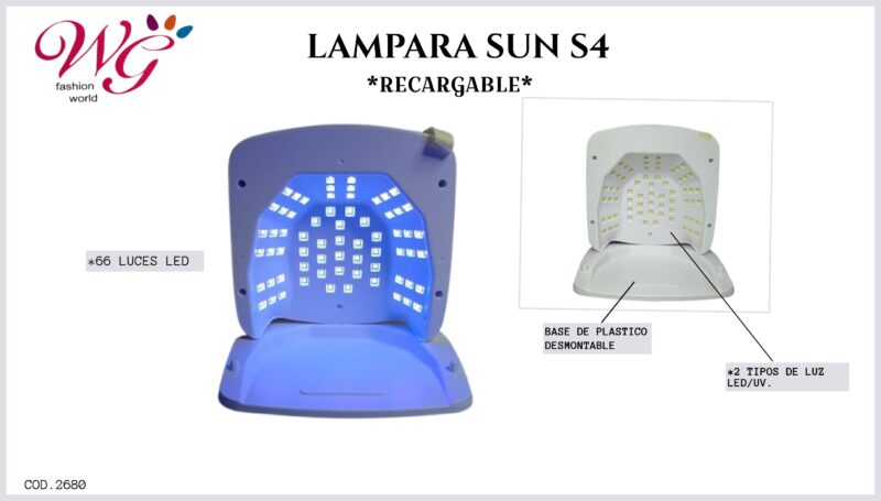 Lampara Para Uñas Profesional Sun S4 (recargable) - Imagen 2