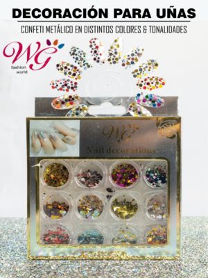 Decoración Para Uñas Confeti Metálico Distintos Colores