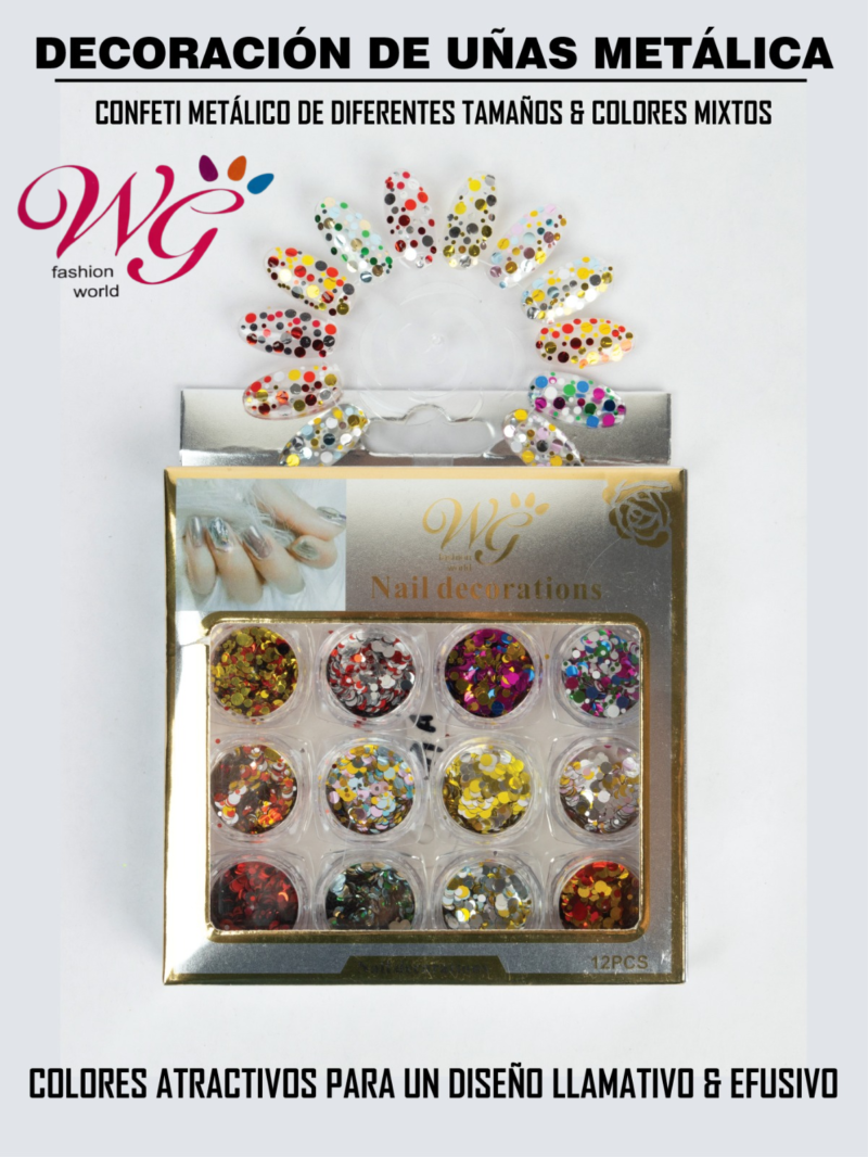 Decoración Para Uñas Confeti Metálico Distintos Colores - Imagen 2