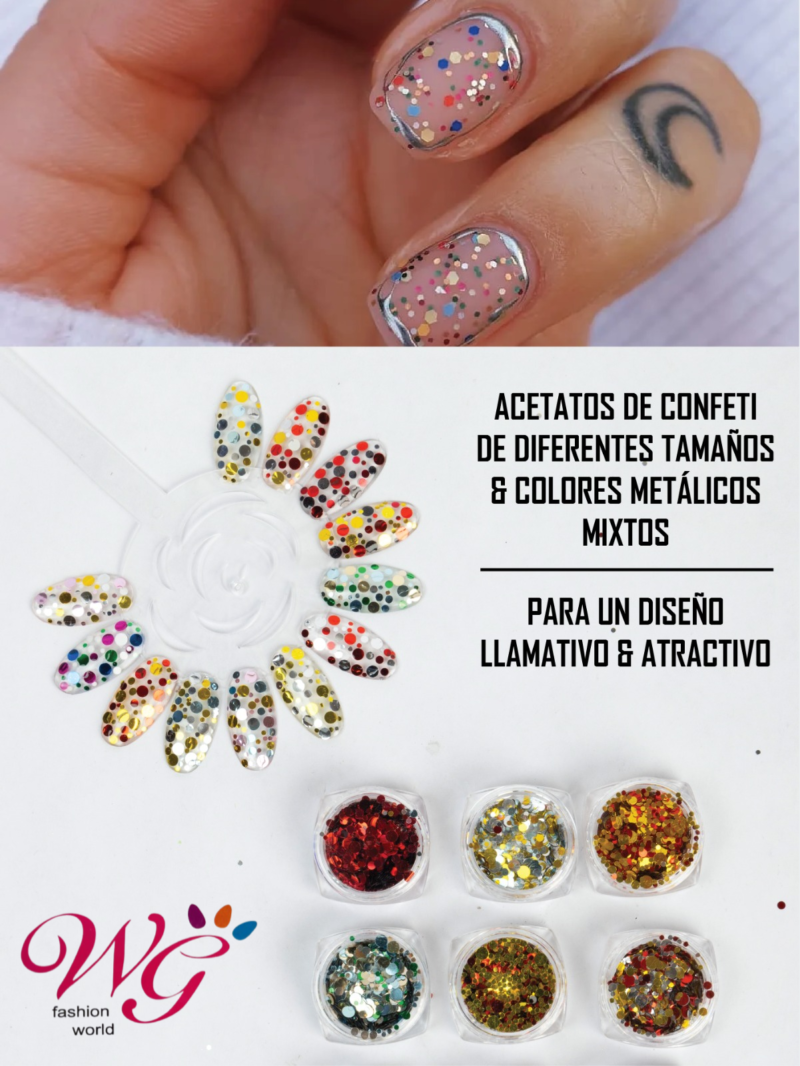 Decoración Para Uñas Confeti Metálico Distintos Colores - Imagen 4