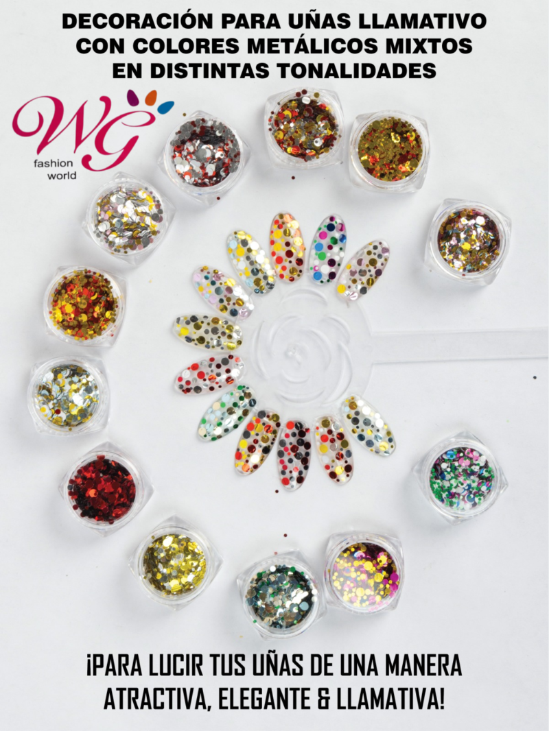 Decoración Para Uñas Confeti Metálico Distintos Colores - Imagen 5